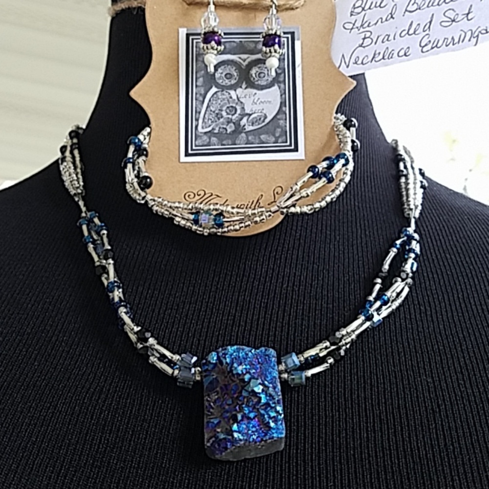 Handmade Natural Druzy Necklace Set